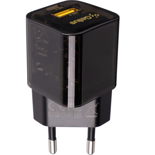 Сетевое зарядное устройство Gelius Genesis GP-HC055 USB+Type-C 30W GaN (Incredible series) Transparent Black